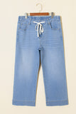 Plus Size Acid Wash Lace-Up Jeans- 4 Colors