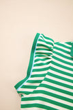 Striped Ruffle Short Sleeve Contrast Neckline Mini Dress- 3 Colors