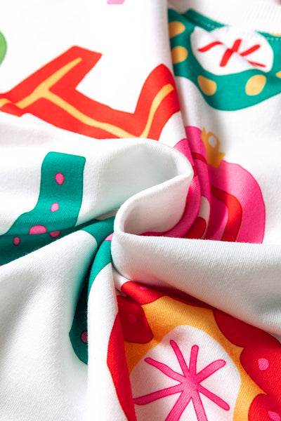 Pink Santa Claus Graphic Christmas Tree Pajama Set