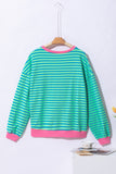 Striped Contrast Trim Oversized Sweatshirt- 4 Colors
