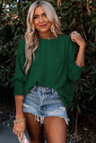 Shirred Cuffs Short Sleeve Blouse- 2 Colors