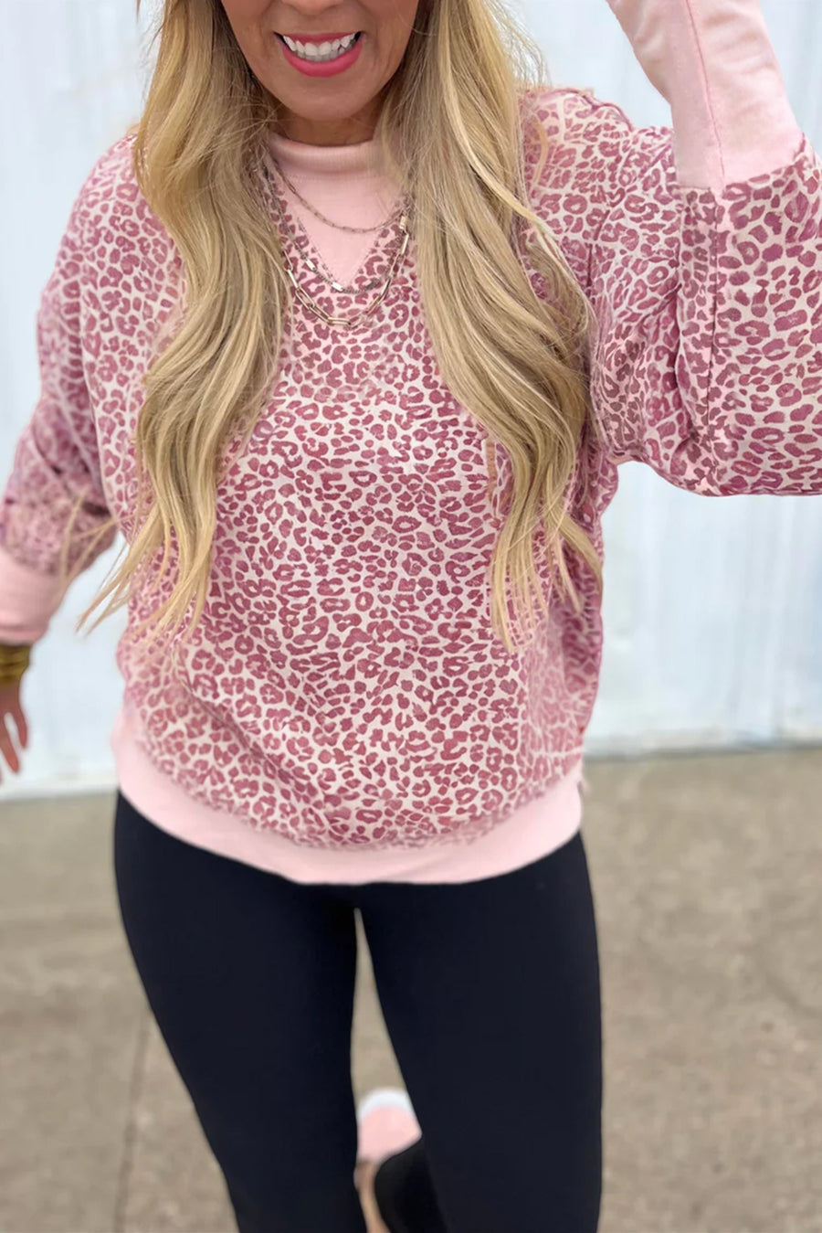 Leopard Print Patchwork Crew Neck Sweatshirt- 3 Colors