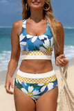 Floral Print Cutout Racerback High-Waist Tankini- 2 Styles