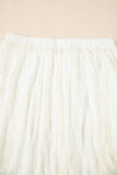 Beige Lace Cascading Tiered High-Waist Maxi Skirt