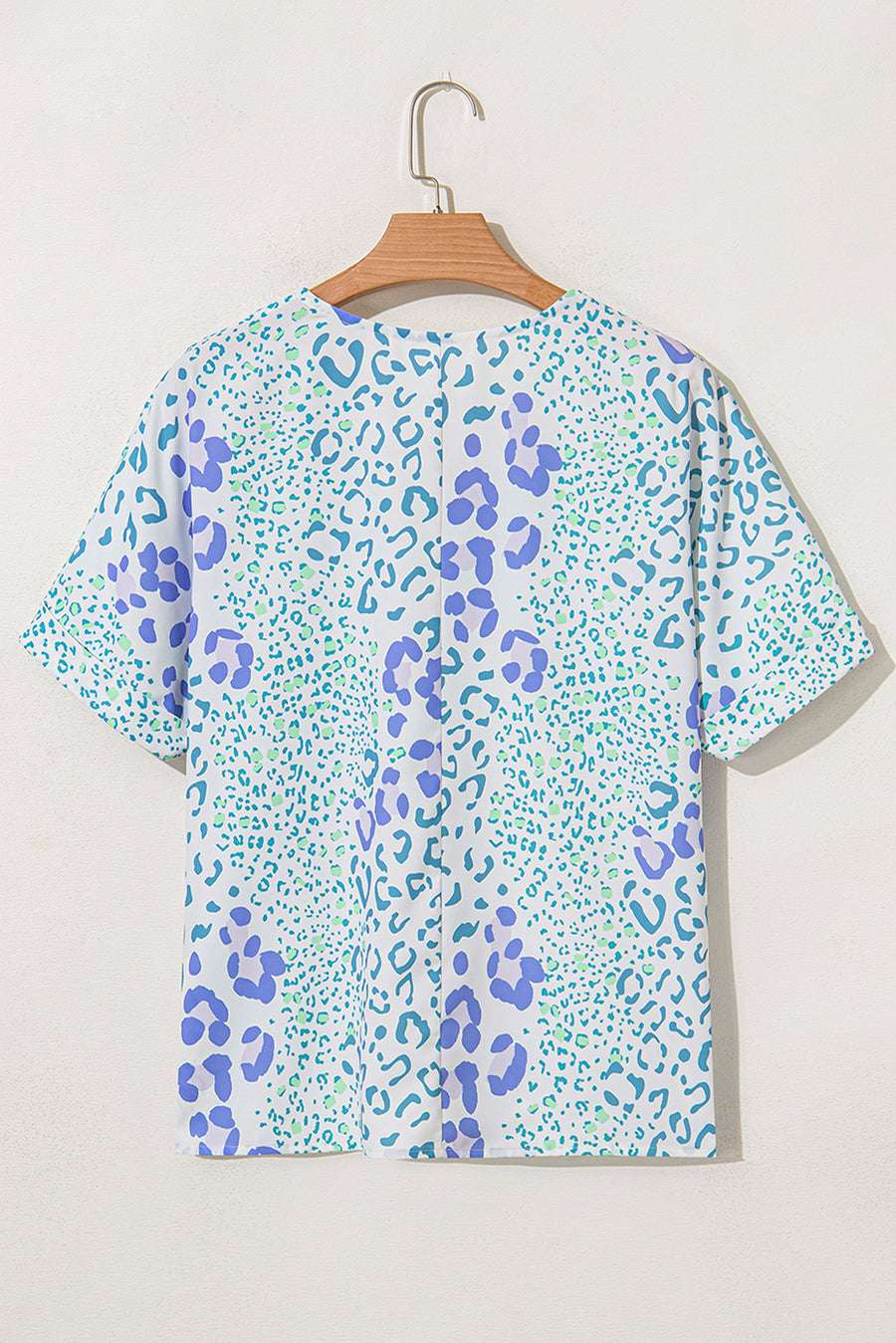Plus Size Periwinkle Leopard Print V-Neck Short Sleeve T-Shirt