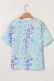 Plus Size Periwinkle Leopard Print V-Neck Short Sleeve T-Shirt