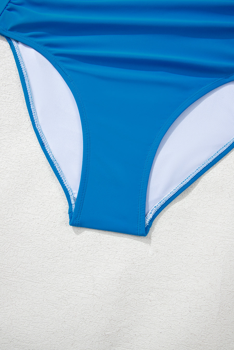 Color Block Pleated High-Waisted Tankini