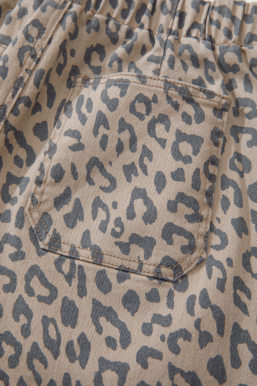 Leopard Print Drawstring Barrel Leg Jeans with Pockets- 2 Colors