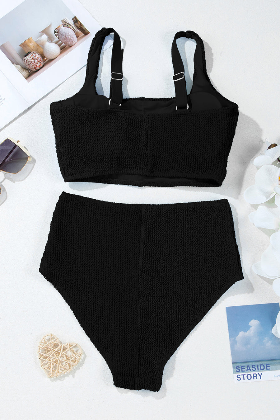 Corded Color Block Square Neck Tankini- 3 Colors