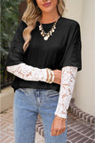 Lace Long Sleeve Drop Shoulder T-Shirt- 2 Colors