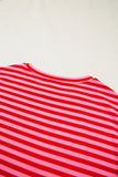 Striped Ribbed Cap Sleeve Crew Neck T-Shirt- 2 Colors