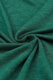 Green Boat Neck Cutout Long Sleeve Blouse with Button Detail Cuffs