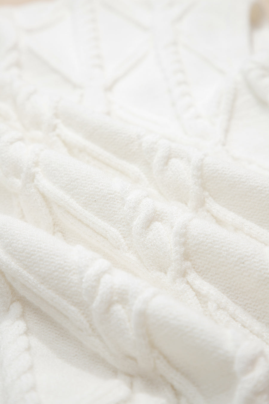 White Pearl High Neck Textured Knit Sweater Vest