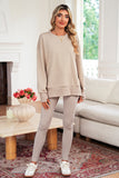 Oversized Split Hem Sweatshirt & Ribbed Leggings Set- 3 Colors