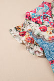 Multicolored Bohemian Floral Collared Ruffle Sleeve Button-Up Mini Dress