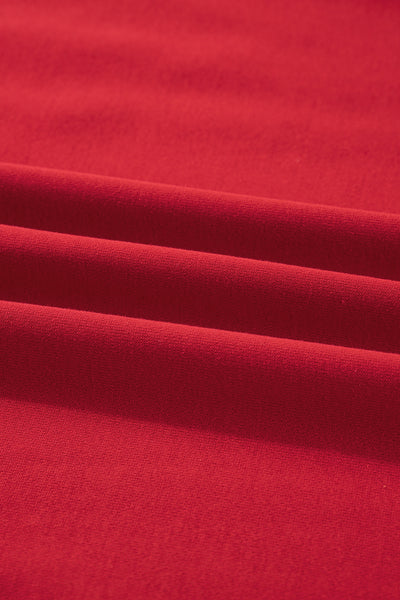 Fiery Red Varsity Striped Detail Plus Size Round Neck Sweatshirt