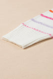 Multicolored Striped Ribbed Trim Crew Neck Sweater- 2 Colors
