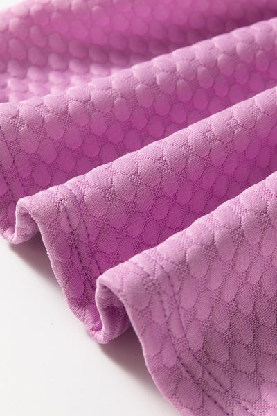 Orchid Textured Crew Neck Puff Sleeve Blouse