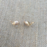 Matte Gold Tone Post Earrings- Whale