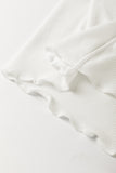 White Exposed Seam Ribbed Knit Slim Fit Long Sleeve Top