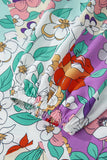Multicolored Floral Frilly Neckline Long Sleeve Button-Up Blouse