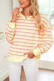 Striped Overlap Back Drop Shoulder Pullover Sweatshirt- 2 Colors
