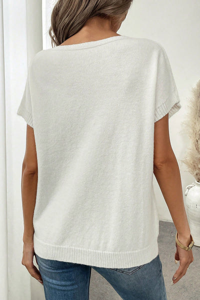 Black Bow Pattern Short Sleeve Knit Top