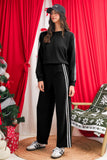 Varsity Striped Cropped Sweatshirt and Wide Leg Pants Matching Set- 5 Colors