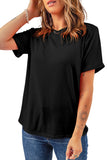 Basic Crew Neck Rolled Sleeve T-Shirt- 12 Colors
