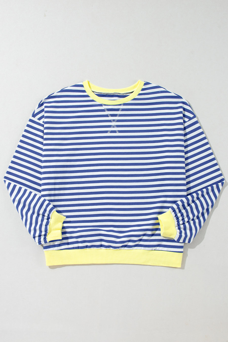 Striped Contrast Trim Oversized Sweatshirt- 4 Colors