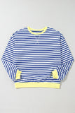 Striped Contrast Trim Oversized Sweatshirt- 4 Colors