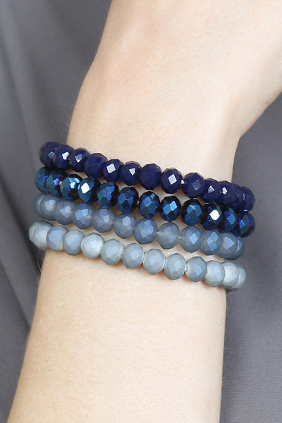 Four-Line Glass Beads Stretch Bracelet