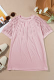 Seamed Detail Contrast Lace Raglan Sleeve T-Shirt- 2 Colors