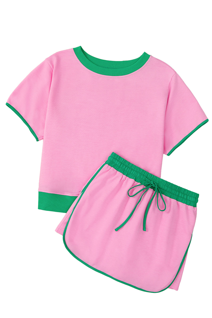 *Pre-Order* Color Block Drop Shoulder T-Shirt and Skort Set- 5 Colors