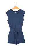 Cut-Out Back Drawstring Knit Romper- 2 Colors