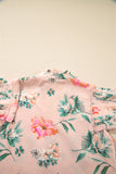 Apricot Floral Frill V-Neck Pleated Short Sleeve Blouse