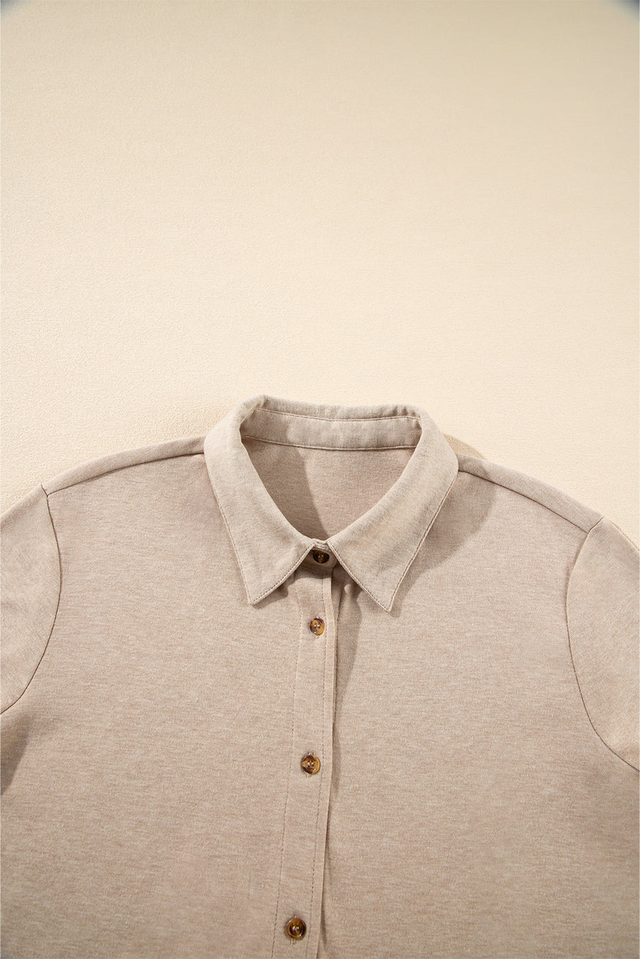 Oatmeal V-Neck Vest, Button-Up Cardigan, and Pants Pajama Set