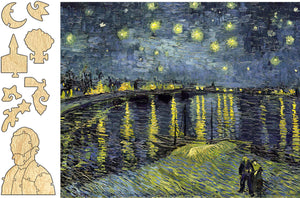 Whimsical Starry Night Over the Rhone Puzzle- 3 Options