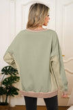 Color Block Waffle Knit Patchwork Oversized Sweatshirt- 3 Colors