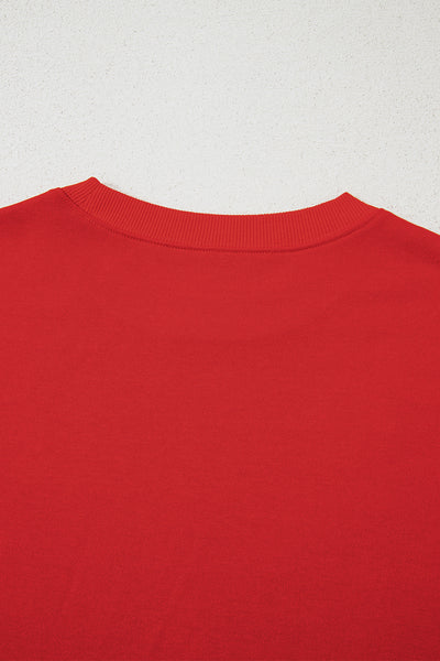 Navy Blue Preppy Striped Sleeve Loose Sweatshirt