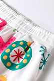 Pink Santa Claus Graphic Christmas Tree Long Sleeve Pajama Set- 2 Colors