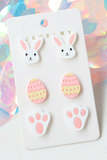 Pink Easter Post Earrings Trio