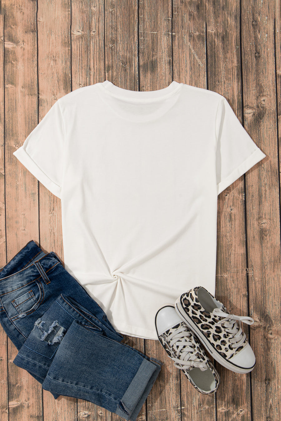 Basic Crew Neck Rolled Sleeve T-Shirt- 12 Colors