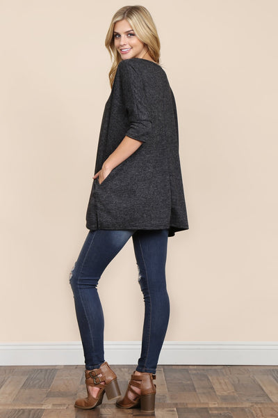 Oversized Drop Shoulder Pocket Tunic- 3 Colors