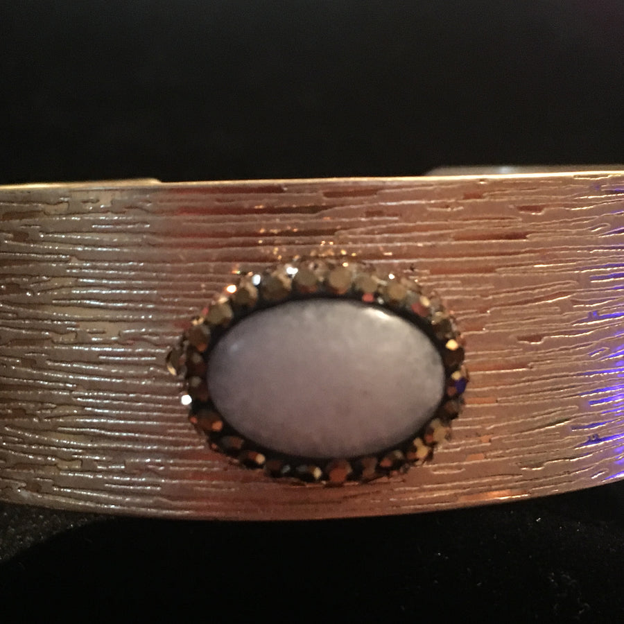 Gold Tone Cuff Bracelet with White & Topaz Stones