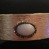 Gold Tone Cuff Bracelet with White & Topaz Stones