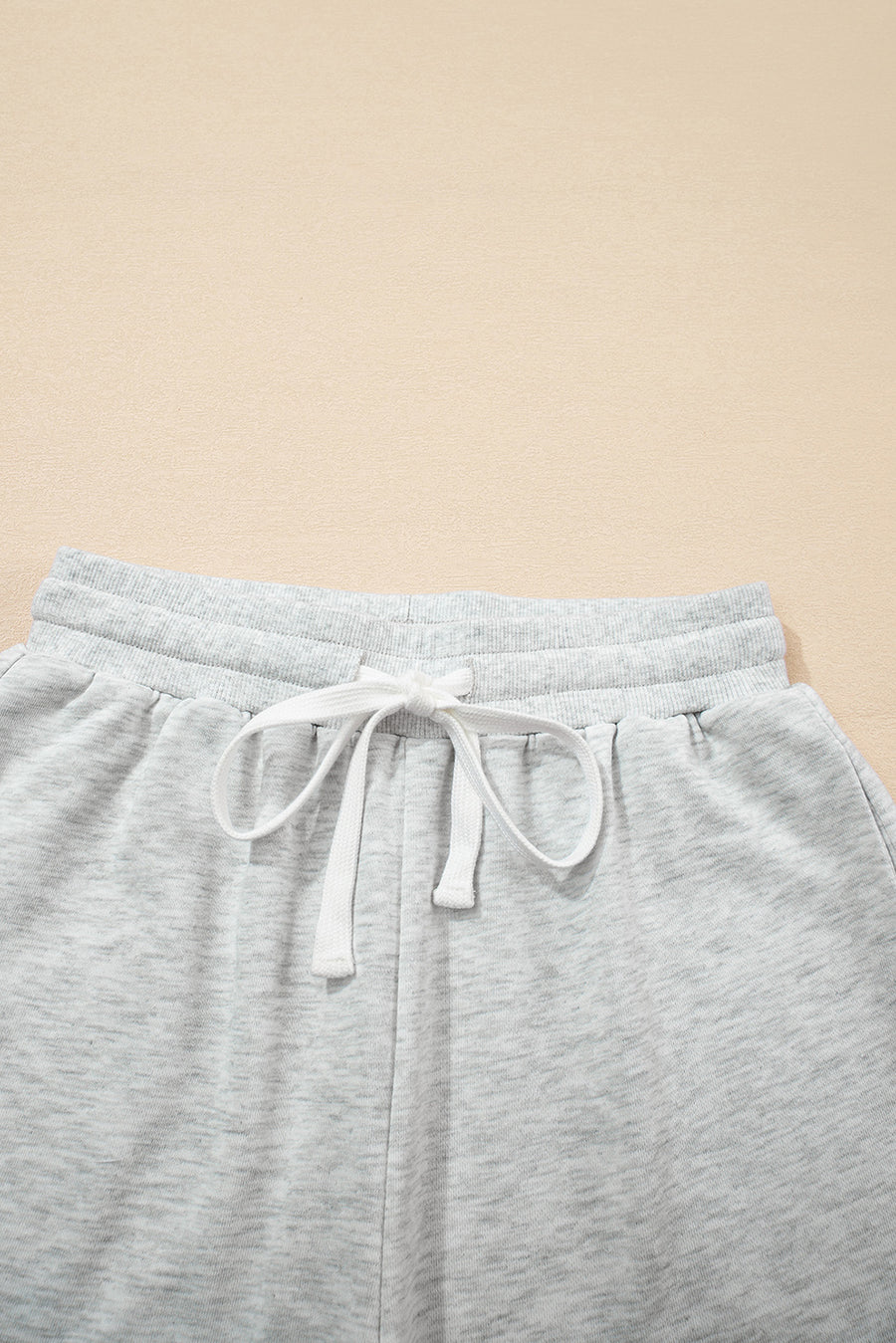 Light Grey & Pink Color Block Raw Hem Pullover Sweatshirt and Shorts Set