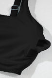 Corded Color Block Square Neck Tankini- 3 Colors