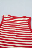 Red Striped Button-Up Ribbed Knit Tank Top