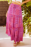 Tiered Paisley Print Maxi Skirt with Pockets